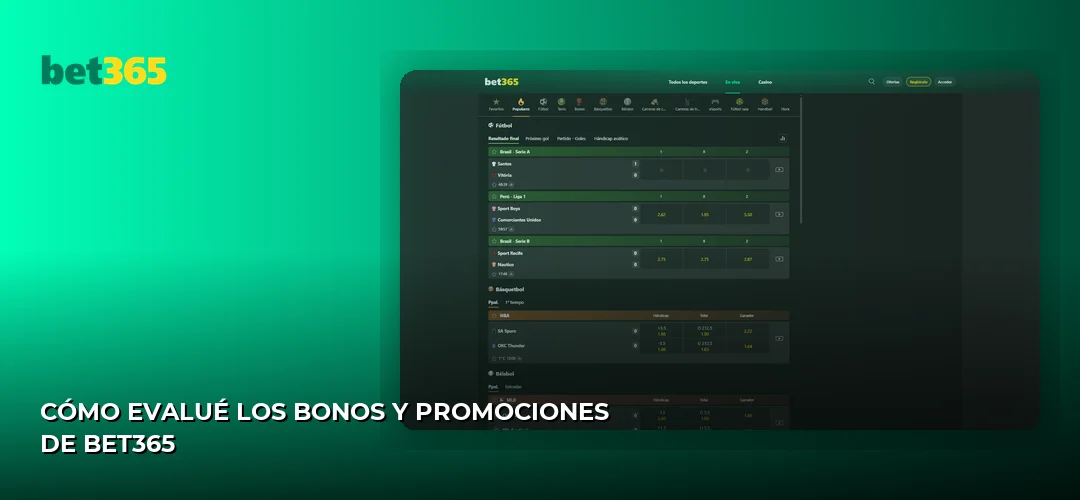 Cómo Evalué los Bonos y Promociones de Bet365